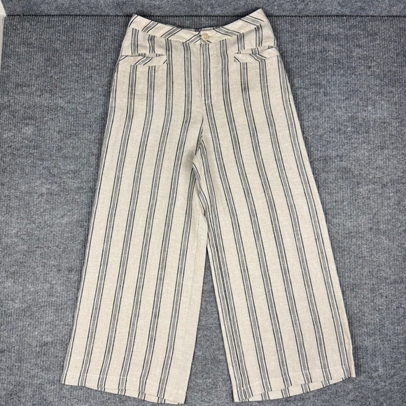 Mare Mare Pants - mare mare Pants Womens L Anthropologie 100% Linen Striped Wide Leg High Rise